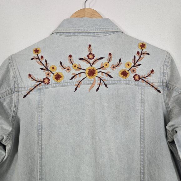 VTG Keren Hart Denim Jacket sz M Light Blue 100% Cotton Embroidered Floral Boho - Picture 10 of 15